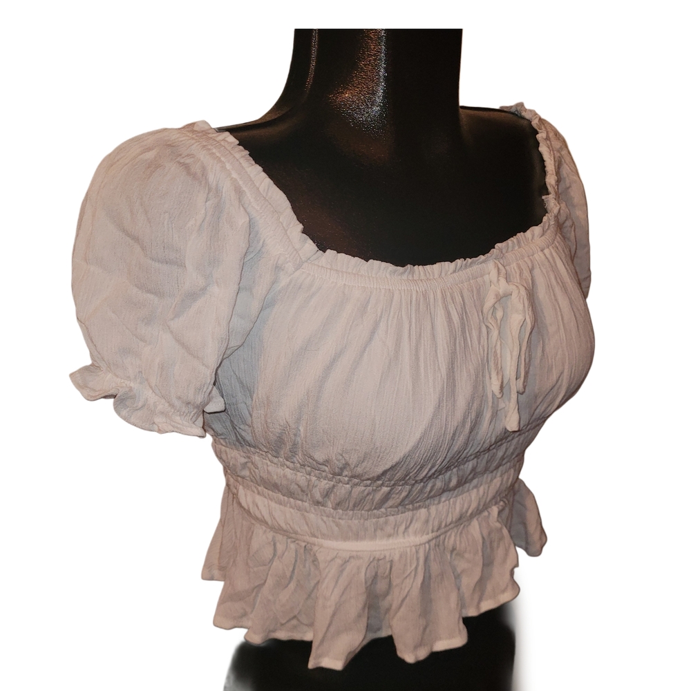 White Ruffled Women's Top - Picture 3 of 7